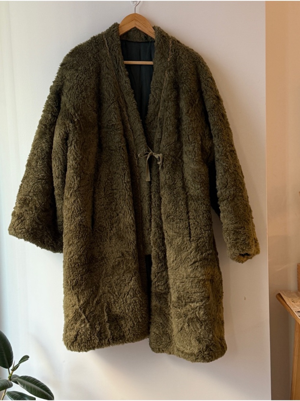 Olive Faux-Shearling Coat for Women